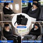 ✈️ 3-i-1 Resesovset – Ögonmask & Ergonomiskt Armstöd för Bekväm Sömn
