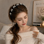 Women's Sparkling Butterfly Wave Headband – Volumizing Effect for a High Crown & Face-Washing Clip