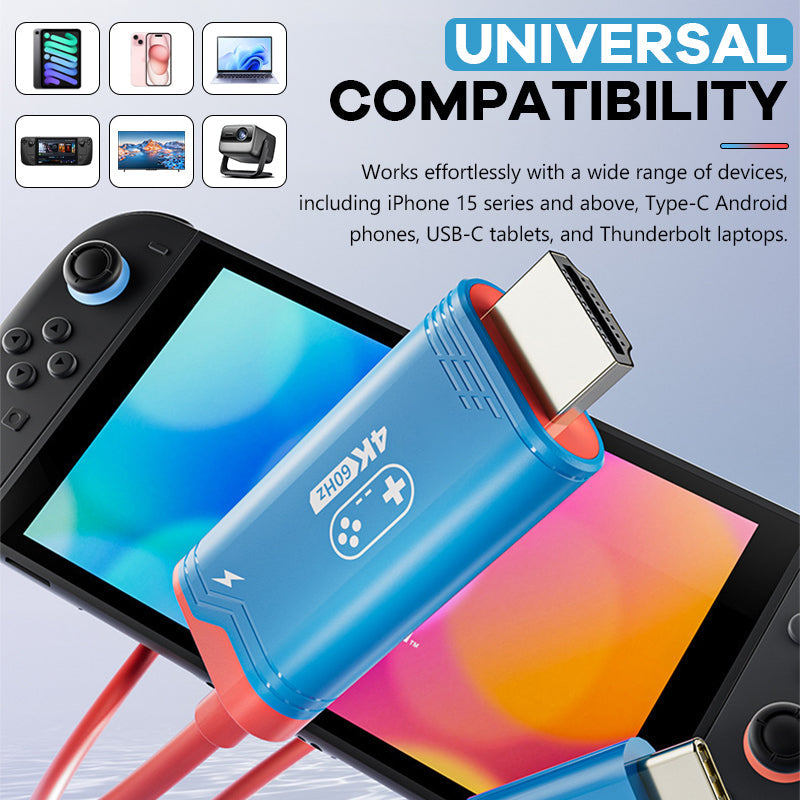 Portable Type-C to HDMI Projection Cable with 100W Power Delivery