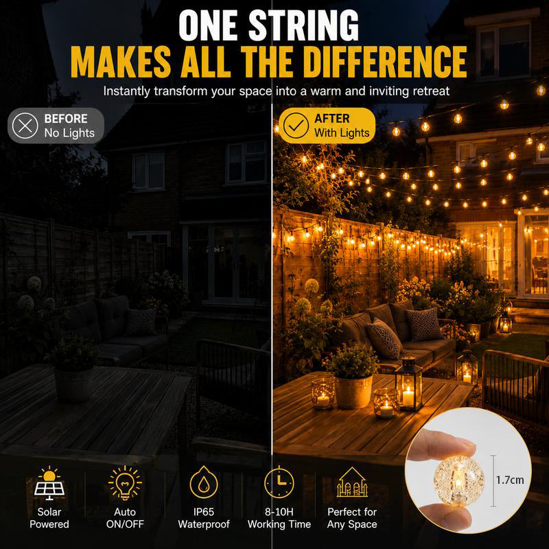 LED Solar Bubble String Lights Outdoor Waterproof Garden Lawn Holiday
