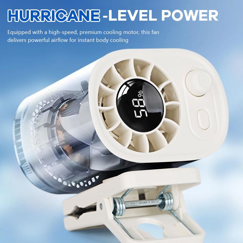 Waist Clip Fan - Portable Hurricane-Grade Cooling with 100-Speed Adjustment