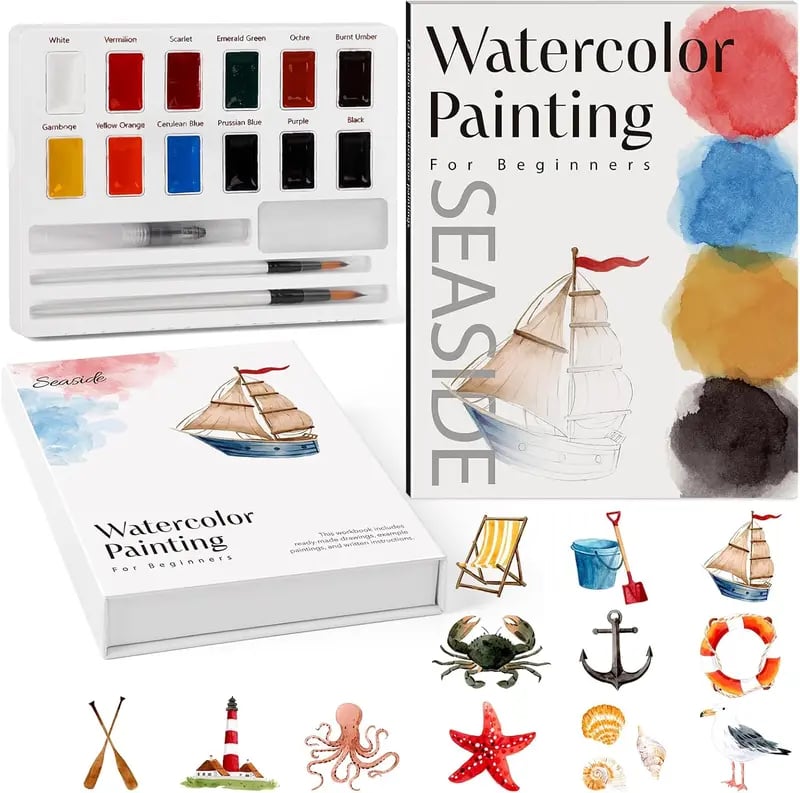 ✍️Beginner Watercolor Paint Set🎨Watercolor Animal Workbook