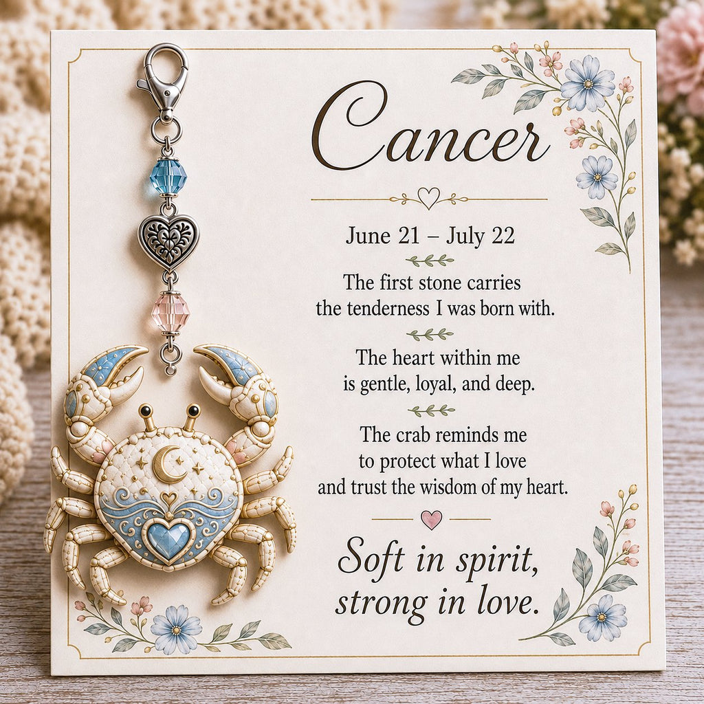 🌙12 Zodiac Birthstone Charm-minneskort