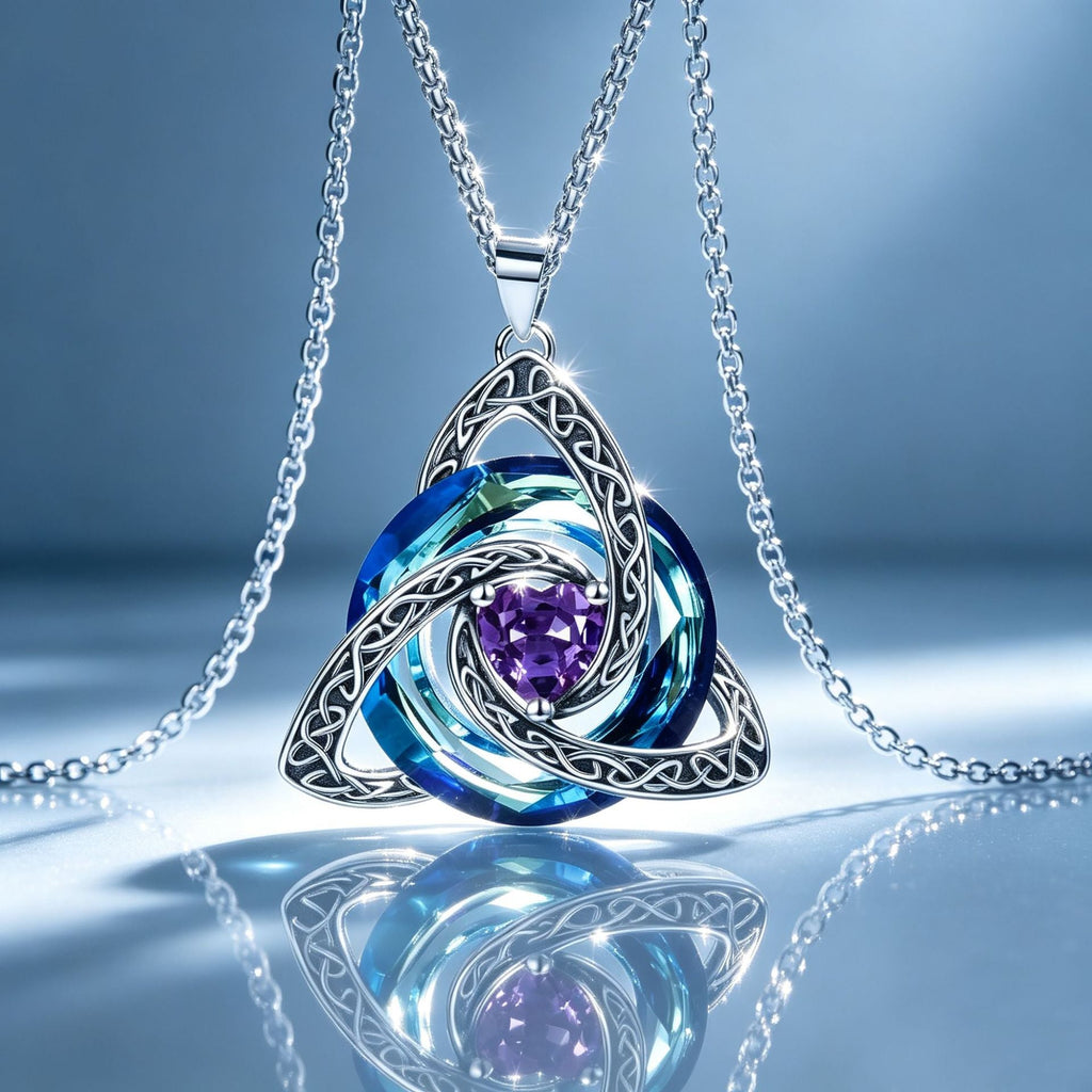 ✨ Födelsesten-halsband med keltisk treenighetsknut – En meningsfull symbol för kärlek och gemenskap ❤️