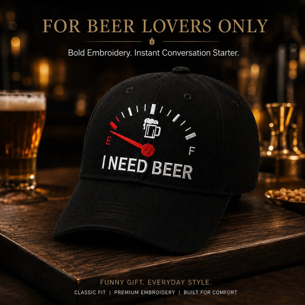 🍺 'JAG BEHÖVER ÖL' broderad basebollkeps – Unisex minneskeps 🧢