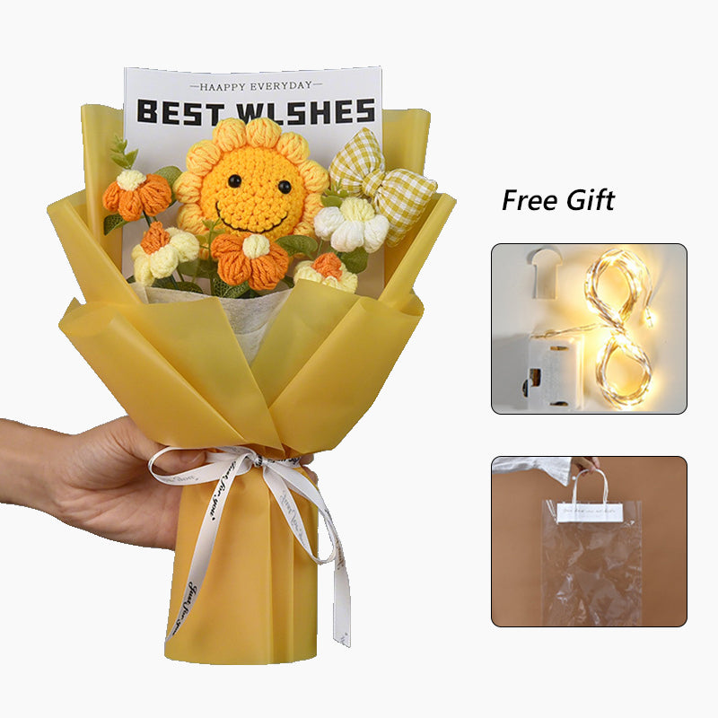 Handmade Crochet Sunflower Bouquet Cute Artificial Flower Arrangement