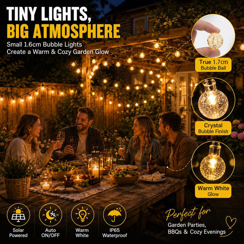 LED Solar Bubble String Lights Outdoor Waterproof Garden Lawn Holiday