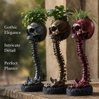 Gothic Skull Planter And Skeleton Vase Spooky Home Decor