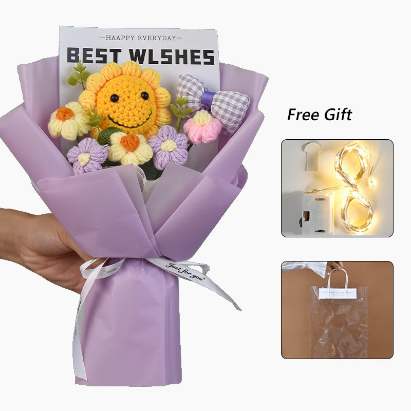 Handmade Crochet Sunflower Bouquet Cute Artificial Flower Arrangement