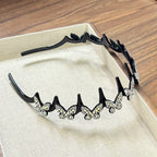 Women's Sparkling Butterfly Wave Headband – Volumizing Effect for a High Crown & Face-Washing Clip