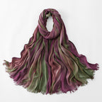 Ethnic Rainbow Tie-Dye Rayon Wrinkled Versatile Long Scarf - Bohemian Chic Hijab & Shawl