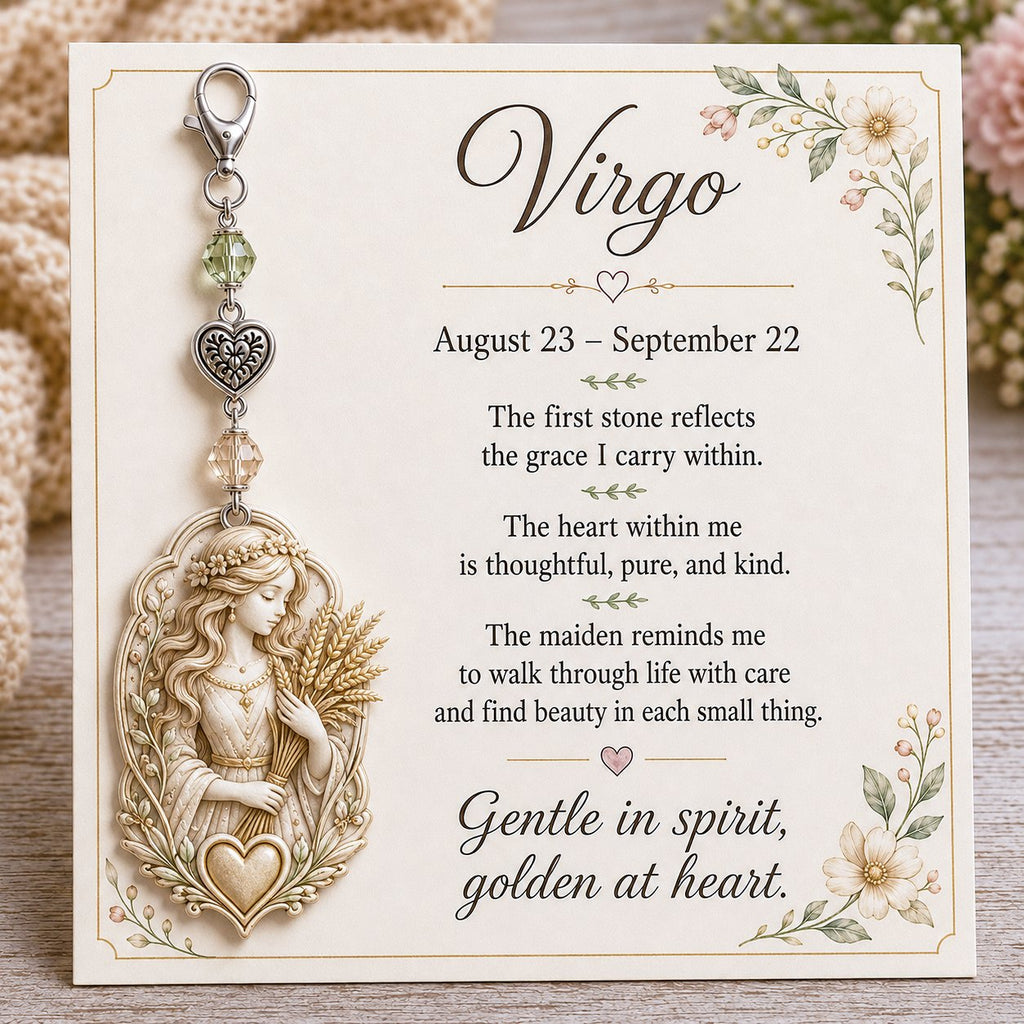 🌙12 Zodiac Birthstone Charm-minneskort