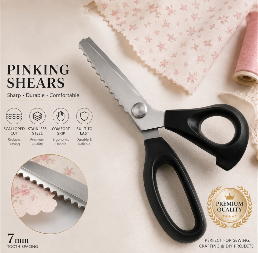 ✂️9,1" Professionell rostfri sax - ✨ Vass sicksackkant och fransfri sax för sömnad och gör-det-själv-pyssel