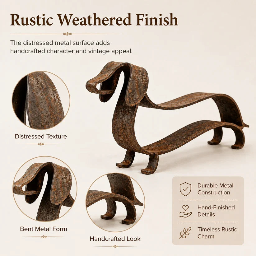 🐶 Rustik metallfigur föreställande en tax 🏡✨