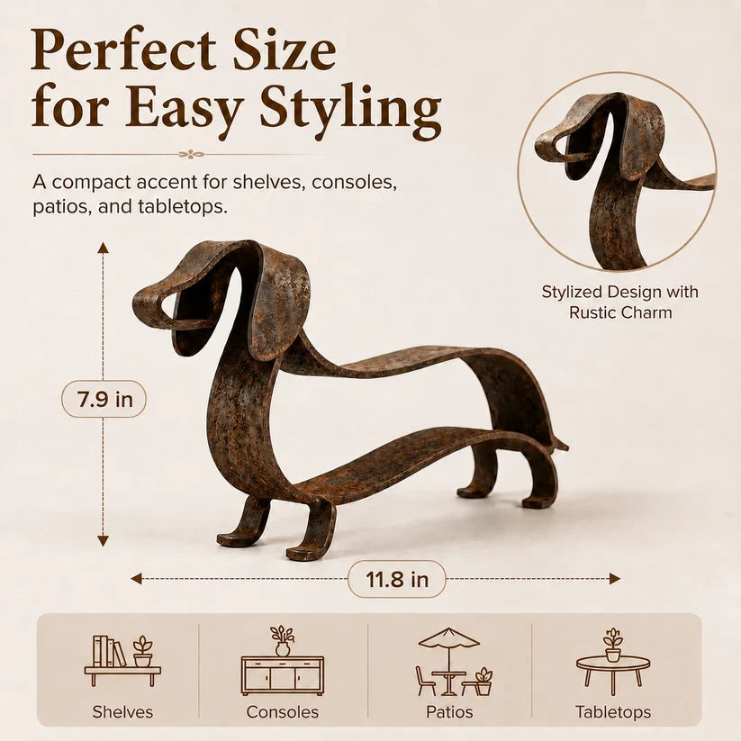 🐶 Rustik metallfigur föreställande en tax 🏡✨