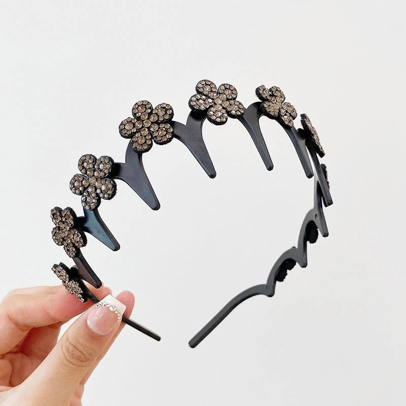 Women's Sparkling Butterfly Wave Headband – Volumizing Effect for a High Crown & Face-Washing Clip