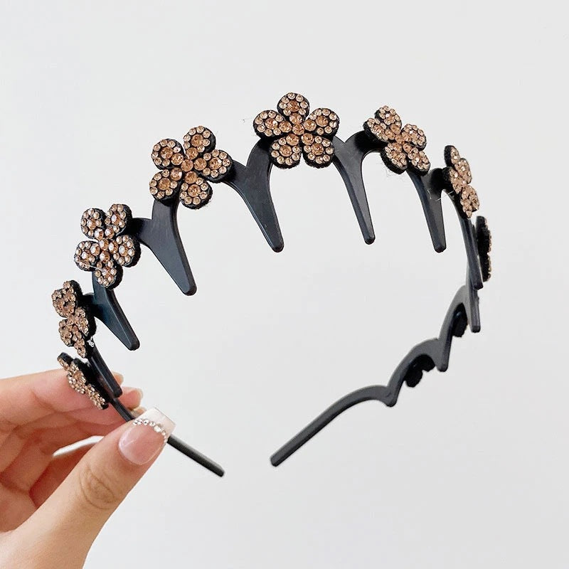 Women's Sparkling Butterfly Wave Headband – Volumizing Effect for a High Crown & Face-Washing Clip