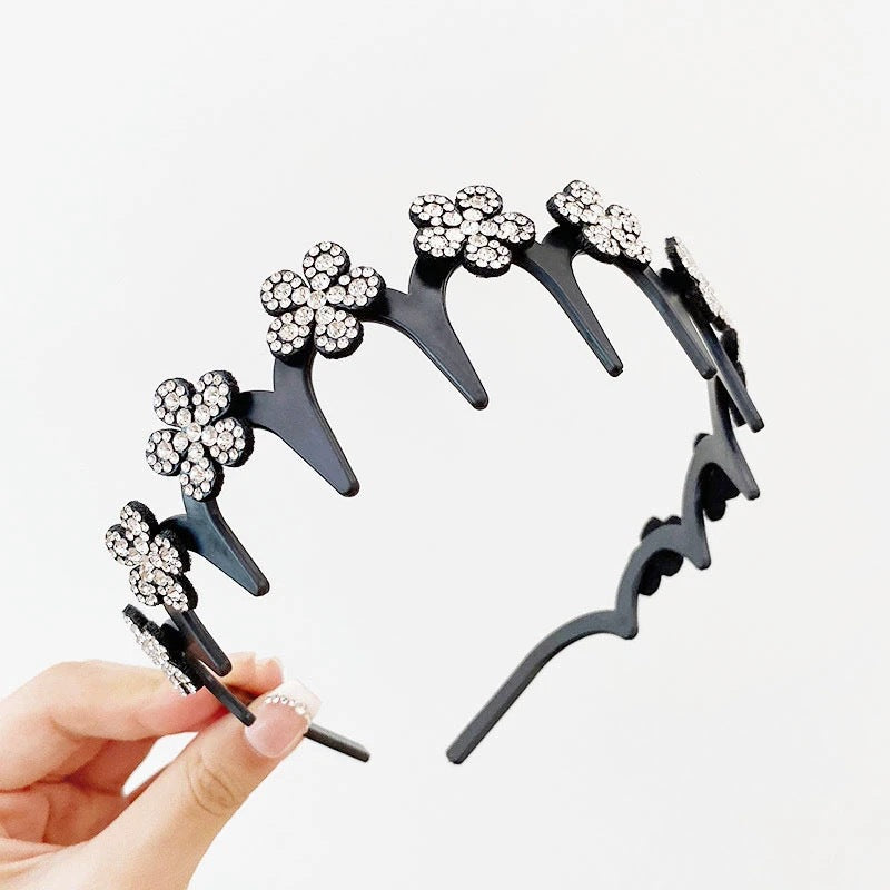 Women's Sparkling Butterfly Wave Headband – Volumizing Effect for a High Crown & Face-Washing Clip