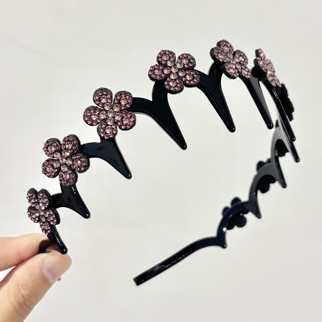 Women's Sparkling Butterfly Wave Headband – Volumizing Effect for a High Crown & Face-Washing Clip