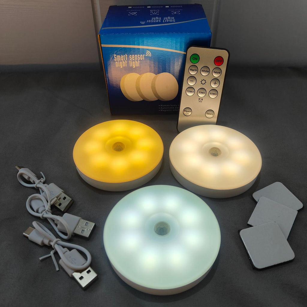 Three-color remote control sensor night light