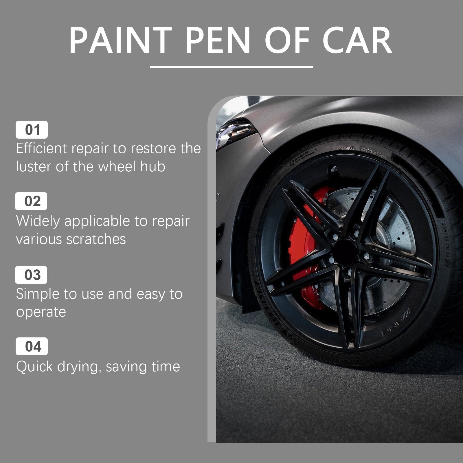 Repair pen for scratches on car wheels