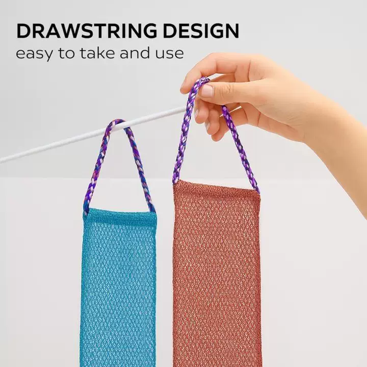 Back Exfoliating Bath Scrubber Long Strip with Rope Bath Towel High Elasticity Sauna Towel