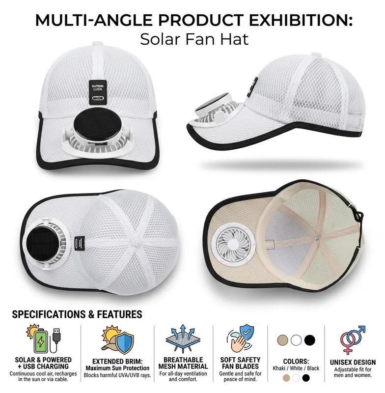 Ultralight UV Protection Baseball Cap with Solar Fan