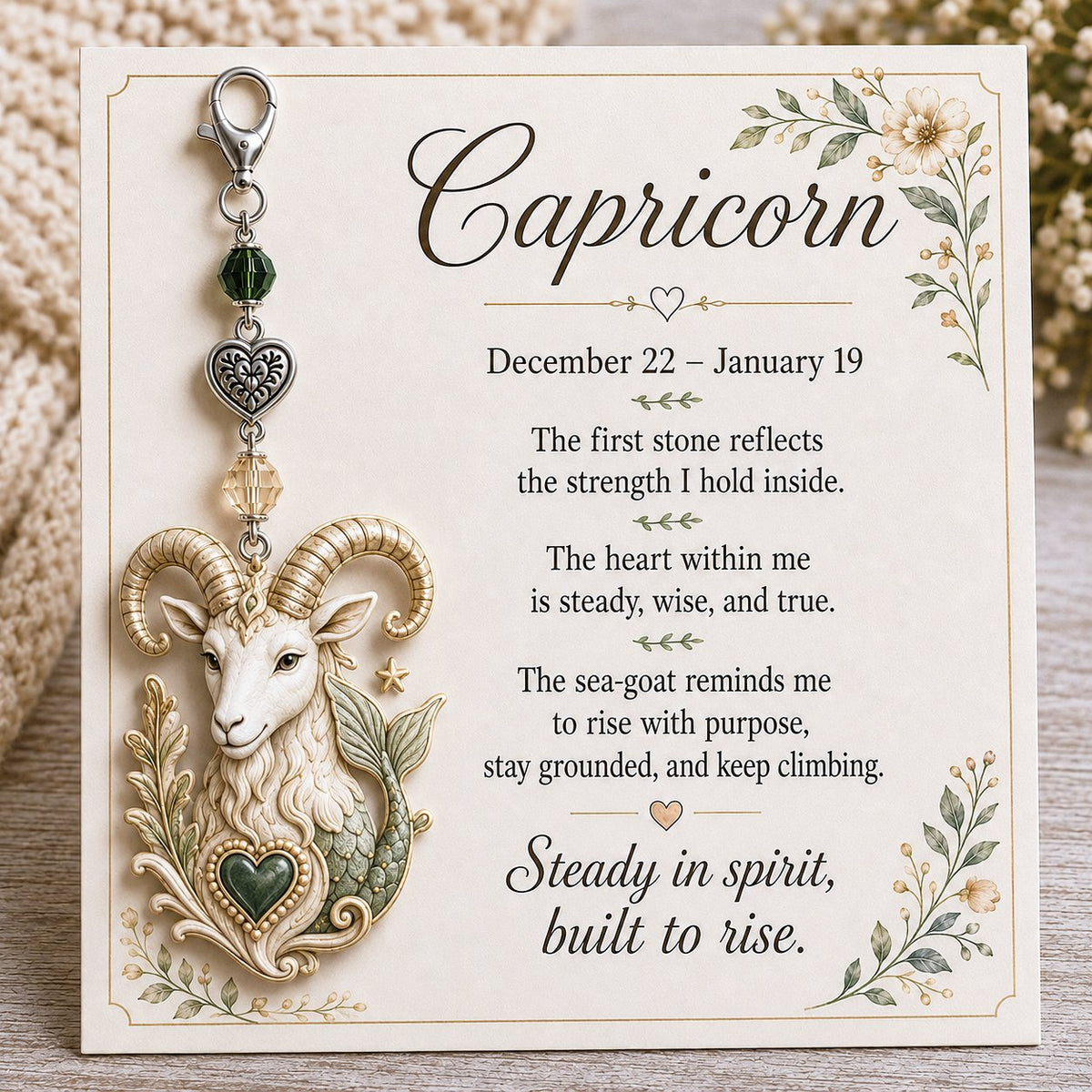 🌙12 Zodiac Birthstone Charm-minneskort