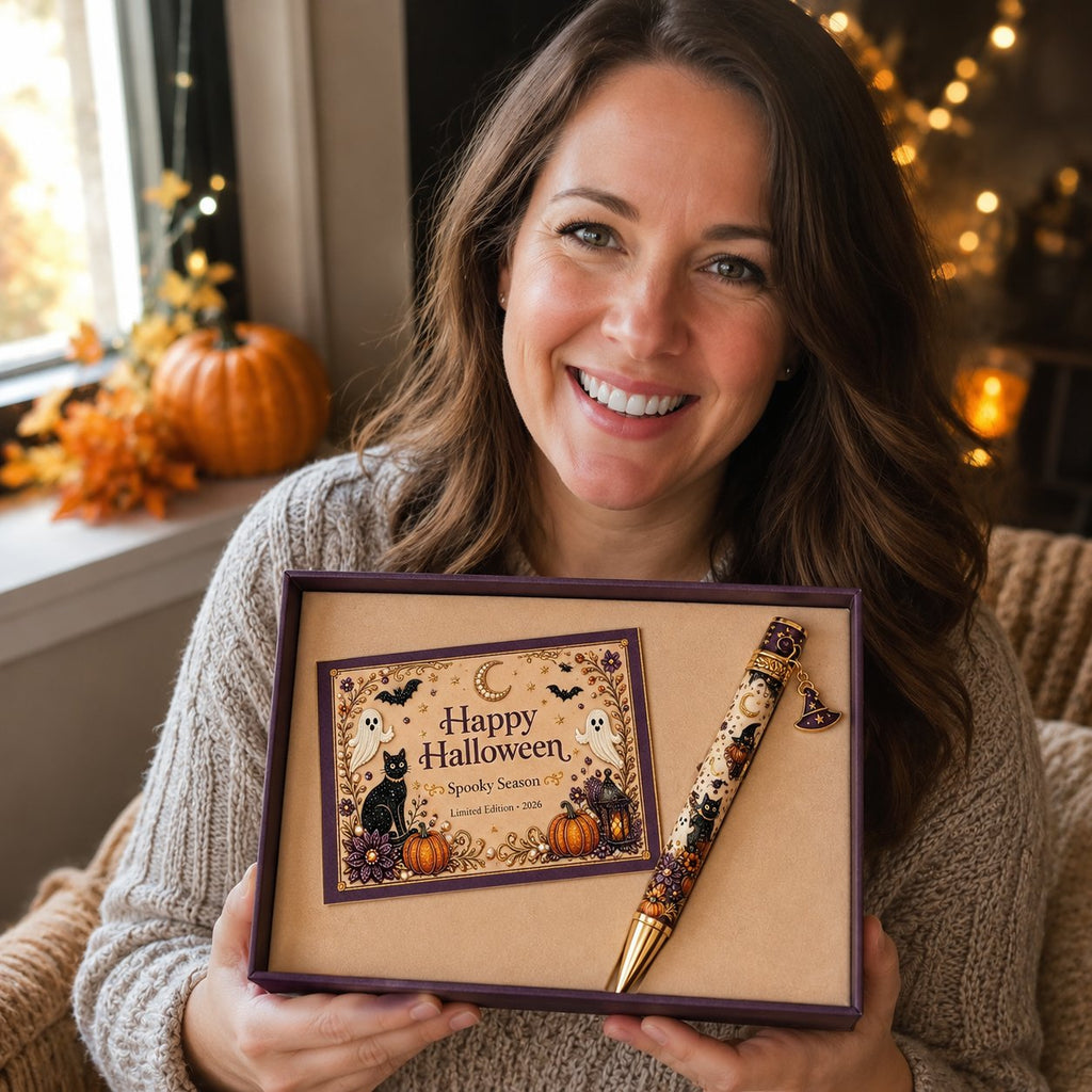 🎃🔮 Halloween Spooky Pen Gift Set | Decorative Pen, Matching Keepsake Card & Coordinating Gift Box in 3 Limited-Edition Styles ✨
