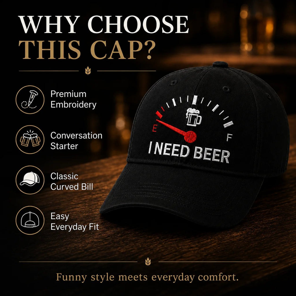 🍺 'JAG BEHÖVER ÖL' broderad basebollkeps – Unisex minneskeps 🧢