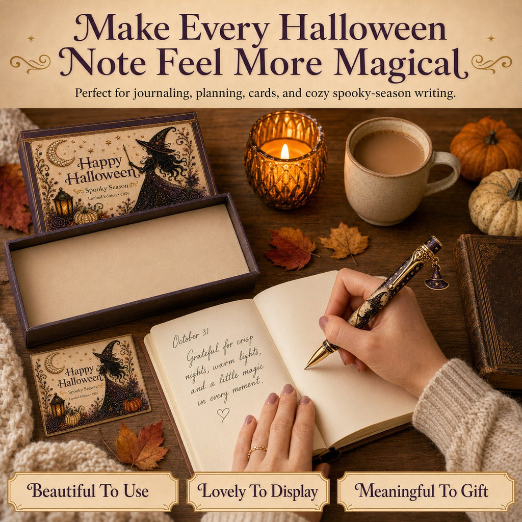 🎃🔮 Halloween Spooky Pen Gift Set | Decorative Pen, Matching Keepsake Card & Coordinating Gift Box in 3 Limited-Edition Styles ✨