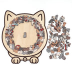 135-Piece Morandi-Colored Cat Shaped Wooden Jigsaw Puzzle
