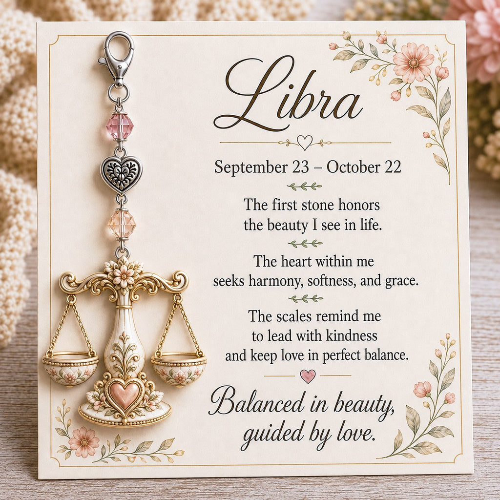 🌙12 Zodiac Birthstone Charm-minneskort