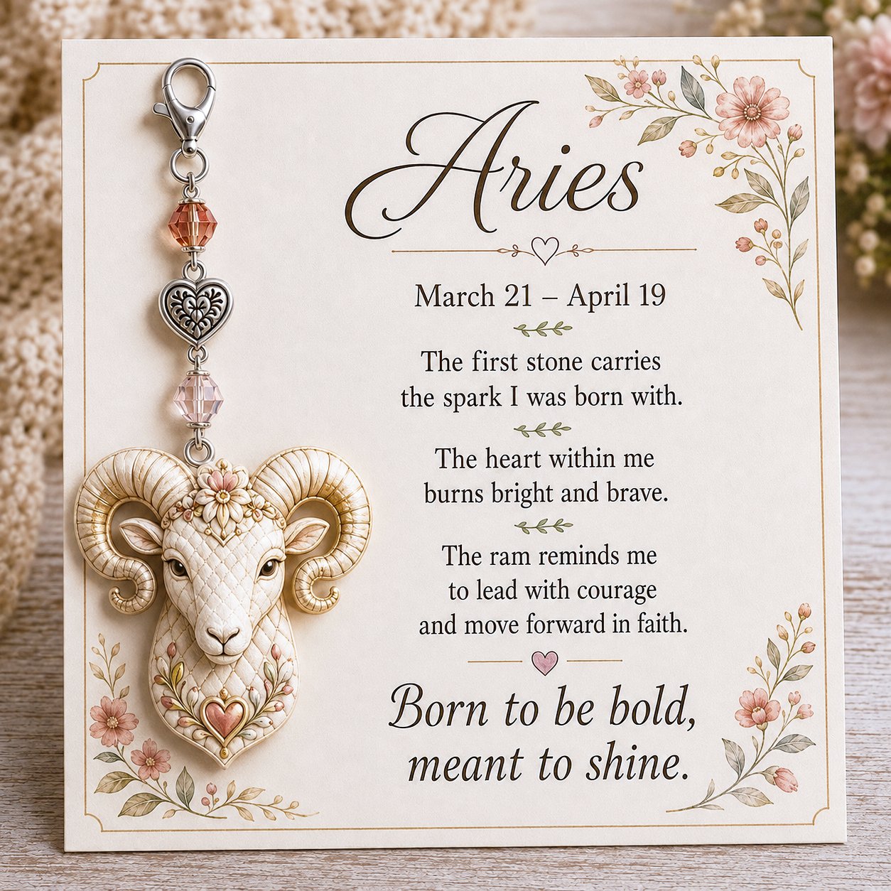 🌙12 Zodiac Birthstone Charm-minneskort