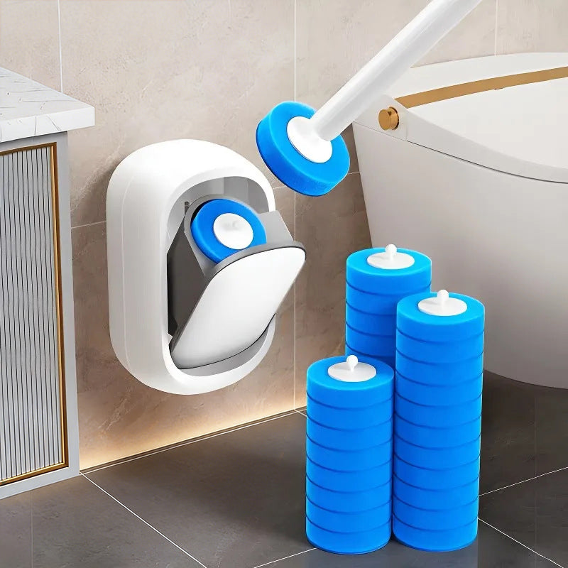 Disposable Toilet Brush System with Holder & Refills
