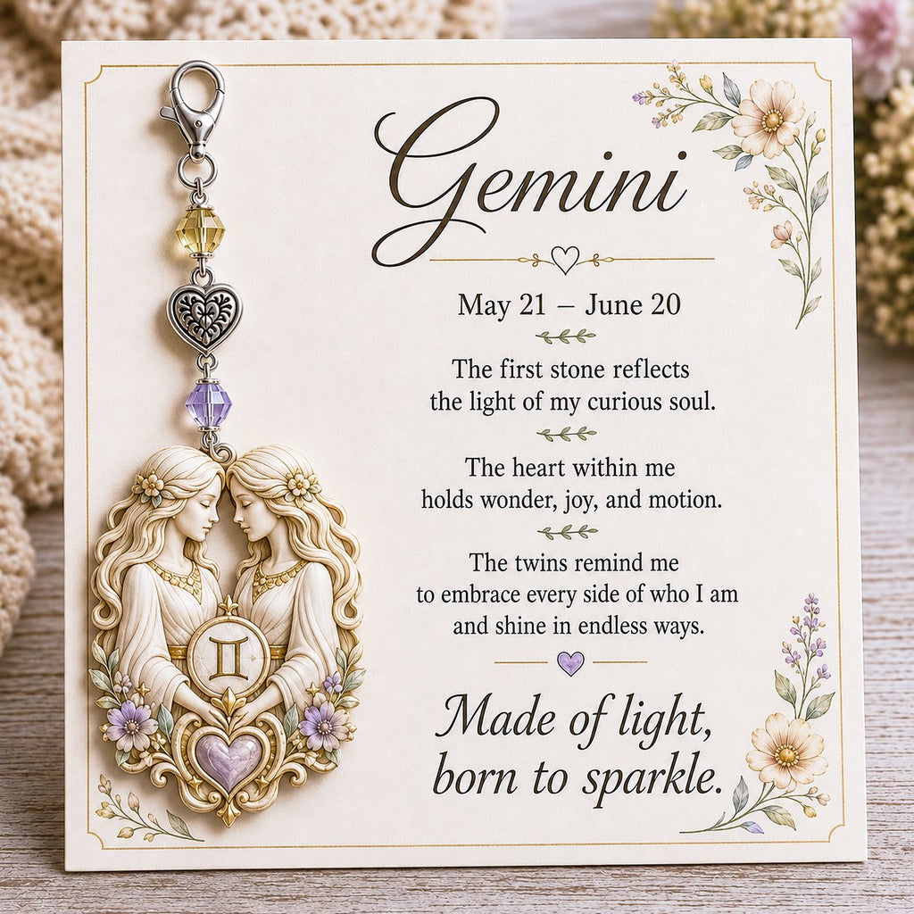 🌙12 Zodiac Birthstone Charm-minneskort