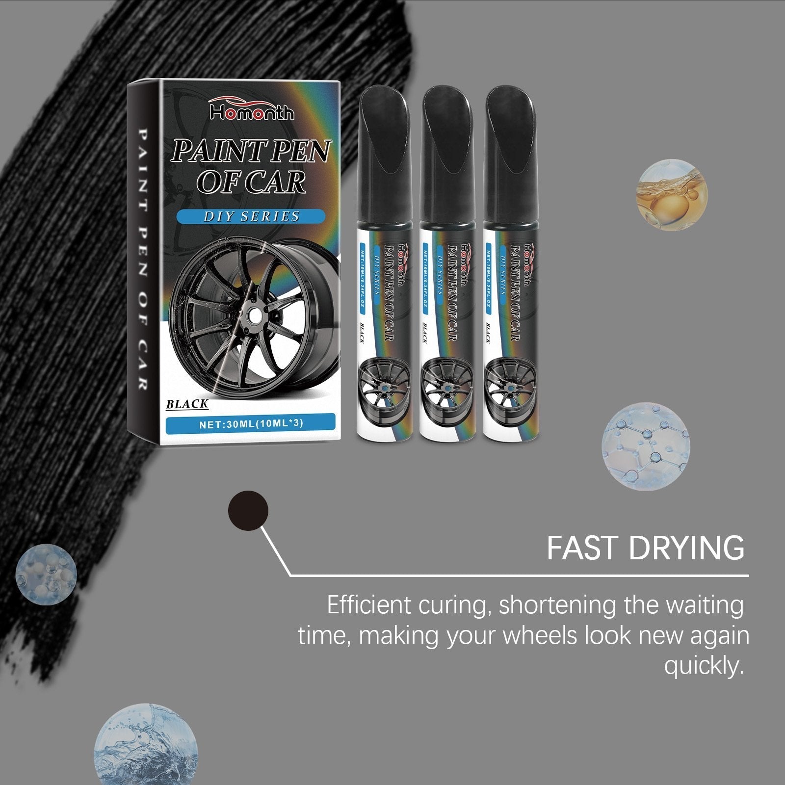 Repair pen for scratches on car wheels