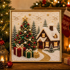 🎄🎅 Premium 3D Pearl Christmas Wall Art Kit | Luxury Flocked Canvas with Scratch-Resistant Non-Fading Pearl Beads DIY Holiday Decor ⛄️❄️