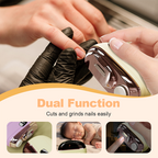 ✂️ 2-i-1 smart elektrisk nagelklippare & polerare – Klämsäker design & LED-ljus 💅