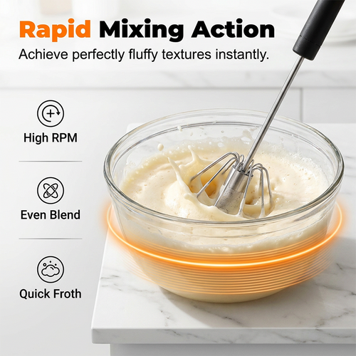 ⚡ Semi-automatic pressure whisk — Easy-to-use manual egg beater 🧁