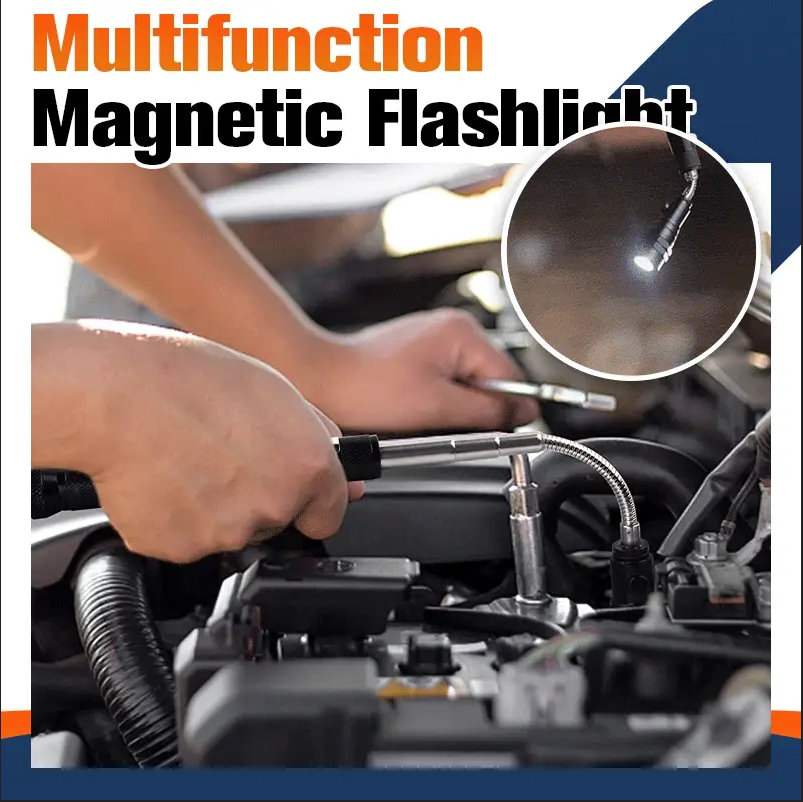 🔦  Multifunctional Magnetic Telescopic Flashlight – Extendable, 360° Gooseneck, Super Bright 🛠️